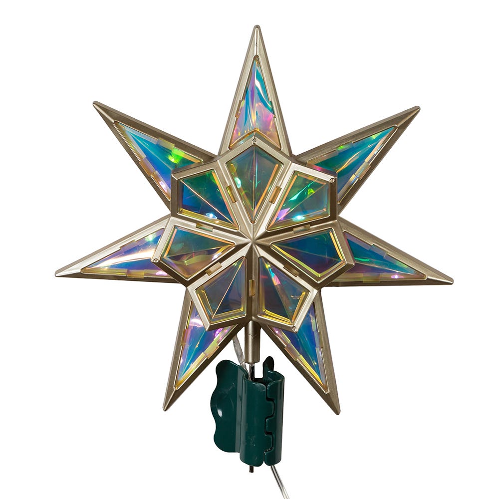Kurt Adler 11.5-Inch 21-Light 7 Point LED Iridescent Star Tree Topper