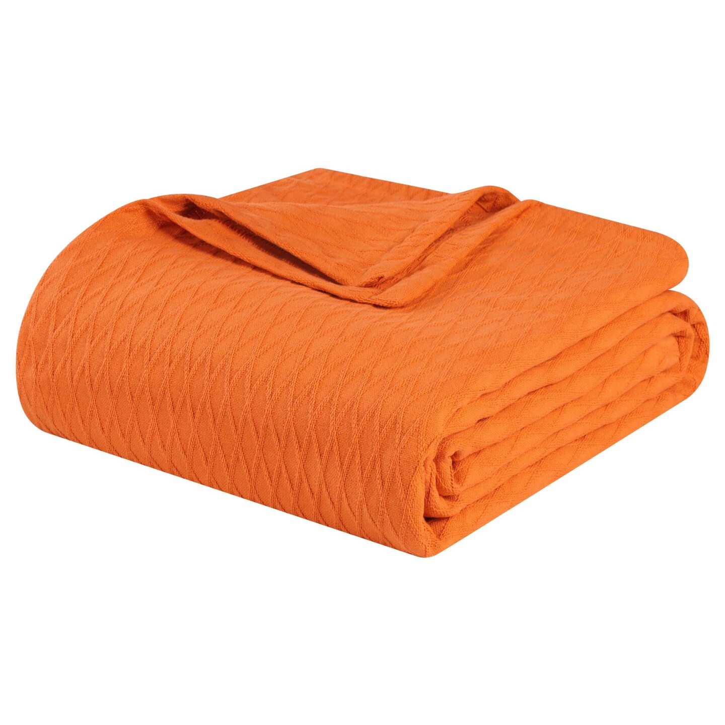 Edge Collections - 108" x 90" - Orange - Cozy Geometric Cotton Blanket for Stylish Comfort - 1 Piece