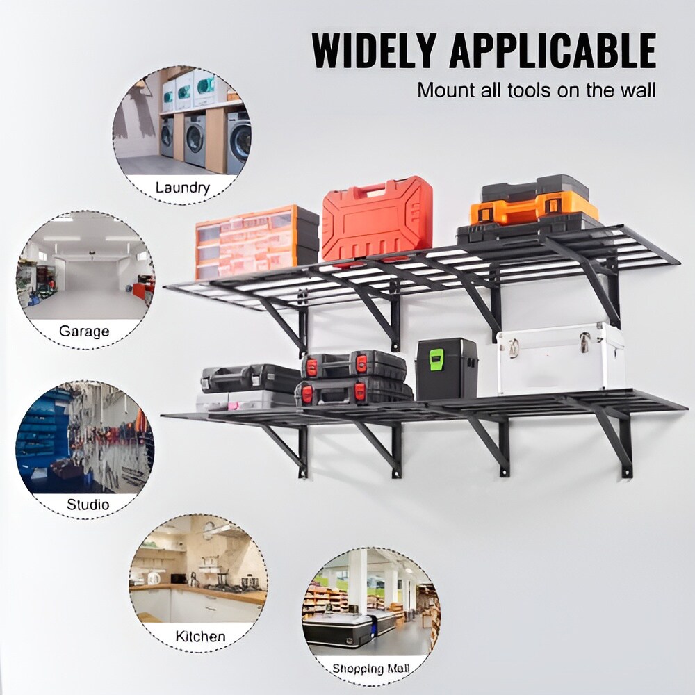 2 Pack 6x2 ft, Floating Garage Shelves Heavy Duty Wall Mount Rack