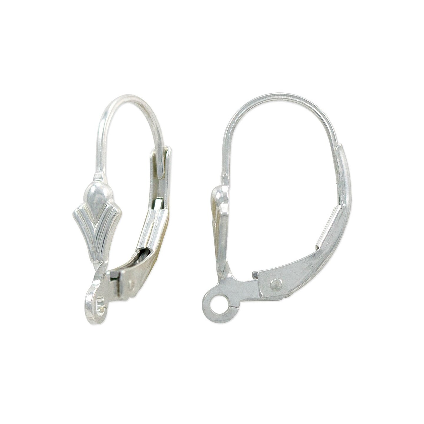 JewelrySupply Lever Back Earring with Fleur de Lis 16mm 925 Sterling Silver