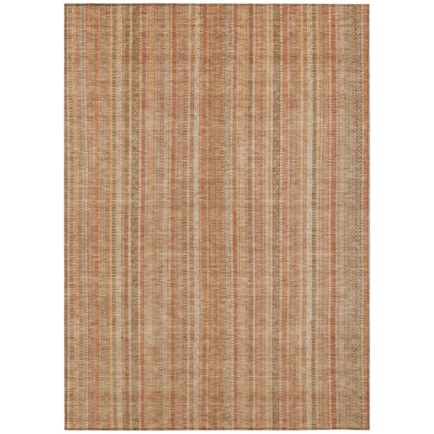 Edge Collections - 10' x 14' - Brown - Indoor and Outdoor Use Striped Washable Area Rug - 1 Piece