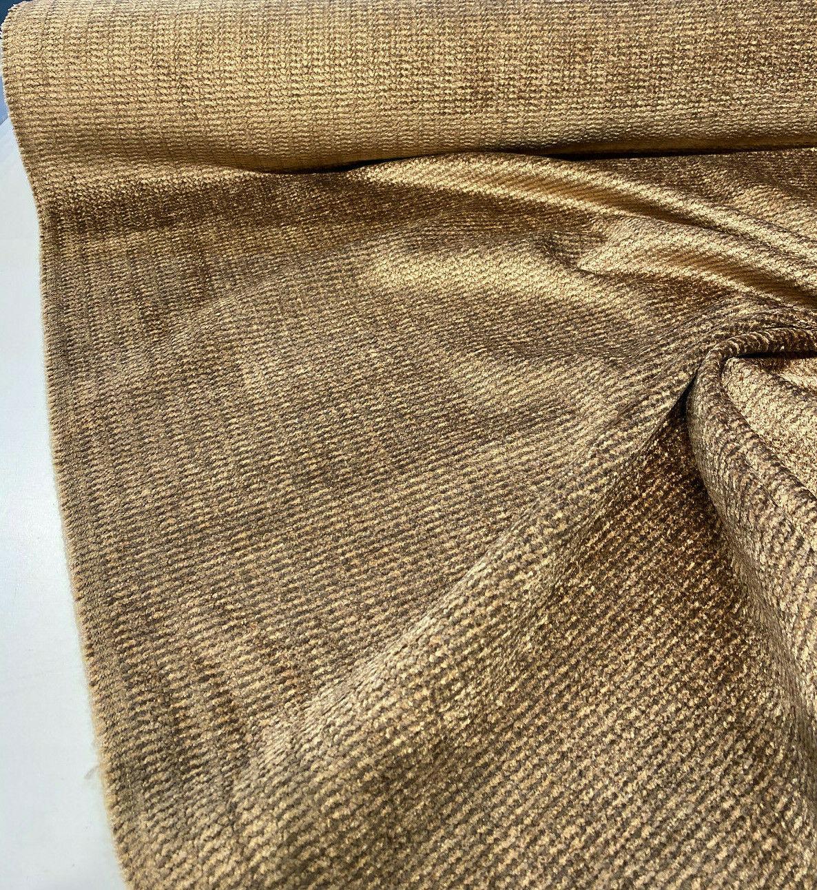 1 Yard Golden Brown Chenille Upholstery Fabric Soft Shiny Textured Durable 56 Inches Width