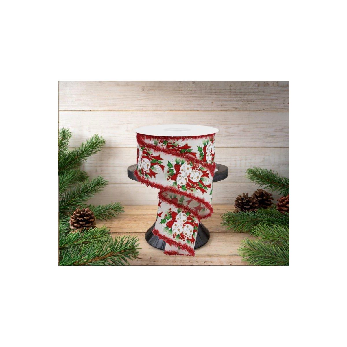 2.5&#x22; Jingle Bell Holly Drift Ribbon: Ivory (10 Yards)