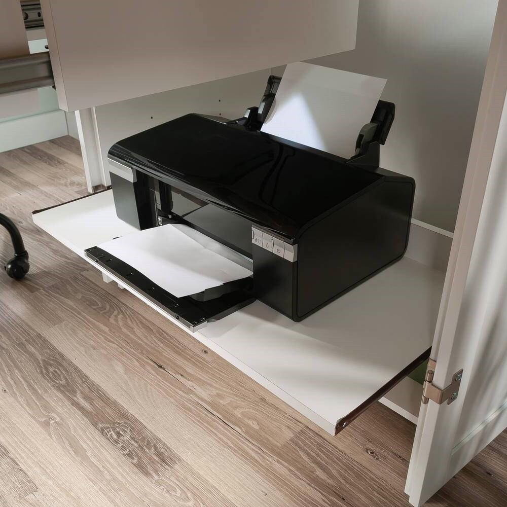 Space-Saving Armoire with Drop Leaf Desk and Adjustable Shelves for Home Office or Crafting