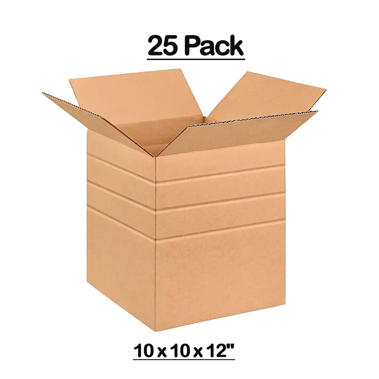 25 Pack Heavy Duty Multi Depth Corrugated Cartons Cube Shipping Boxes 10 x 10 x 12 Inch