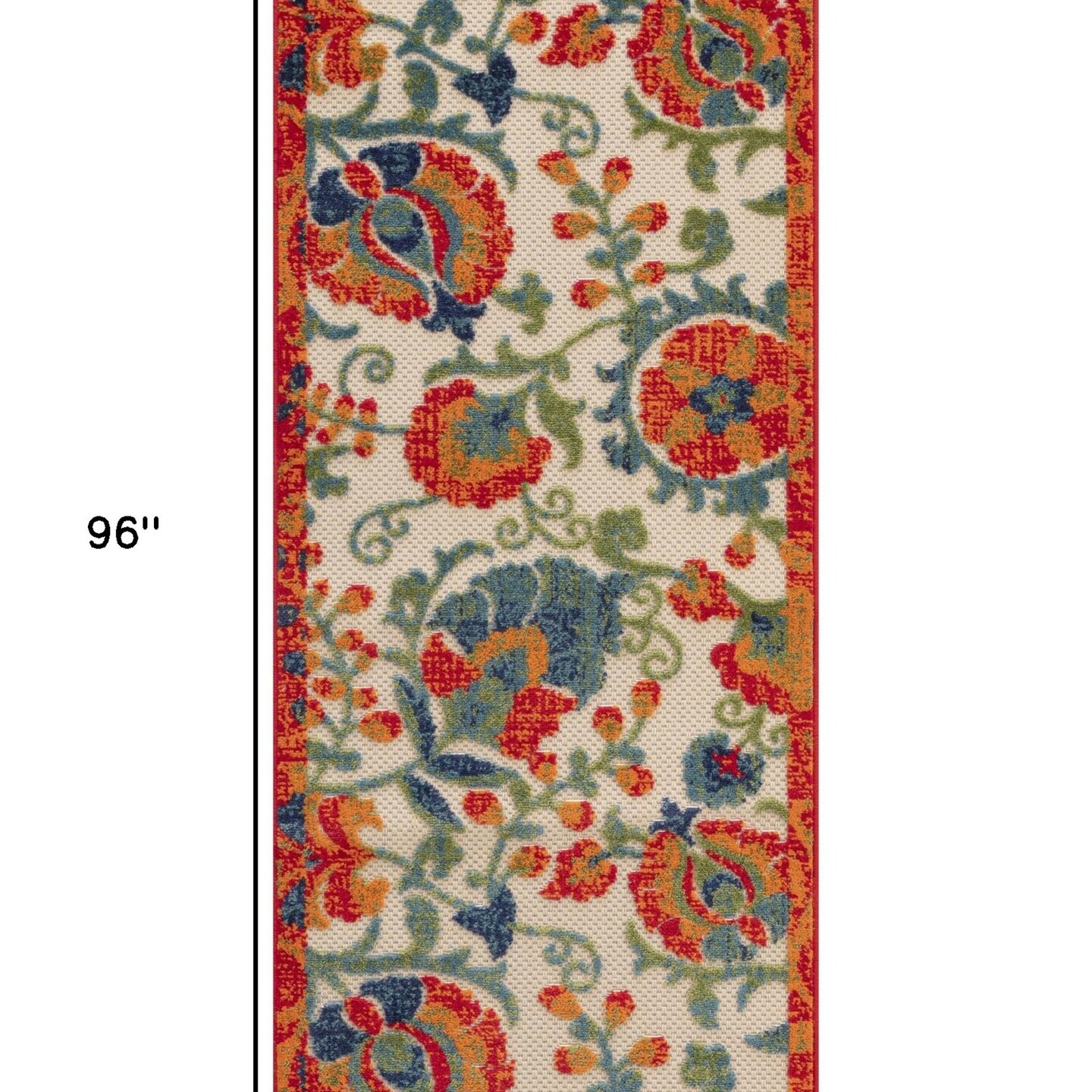 Edge Collections - 8' - Multicolor - Indoor Outdoor Floral Runner Rug - 1 Piece