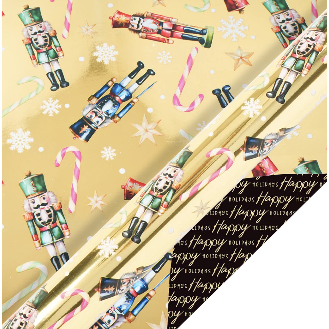 30in Reversible Nutcracker Wrapping Paper: Gold
