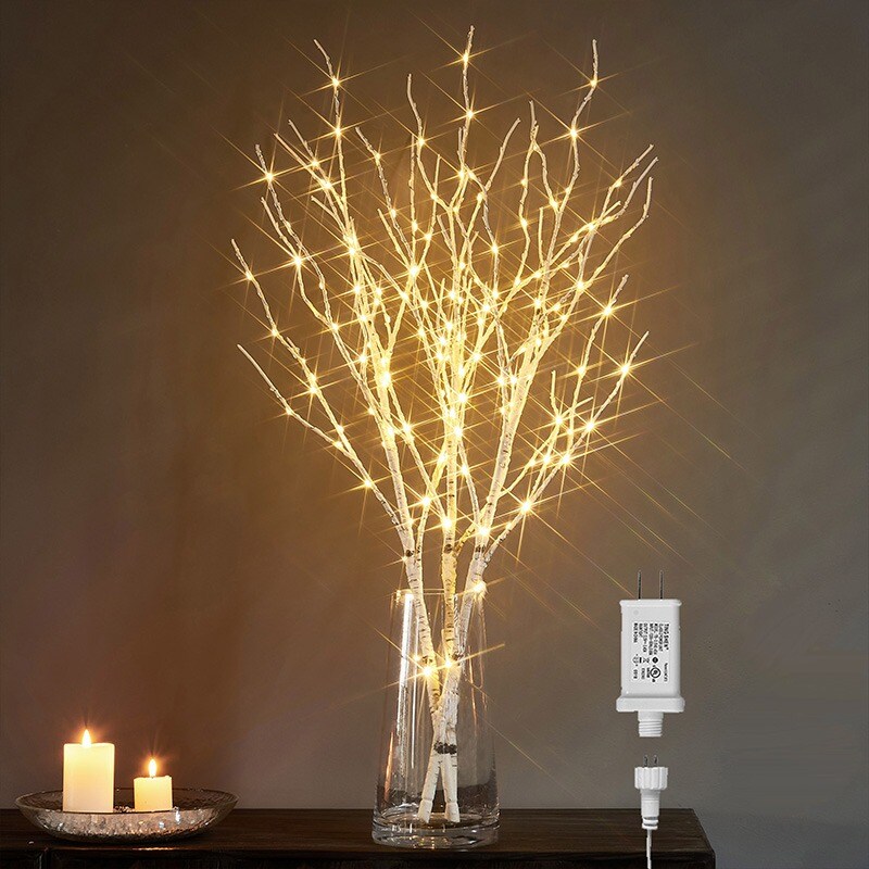 150LT Lighted White Birch Branches 32 Inches – Plug-In LED with Timer & Brightness Adjustment