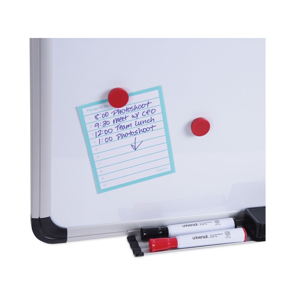 Universal 36 in. x 24 in. Lacquered Steel Magnetic Dry Erase Marker Board - White Surface, Aluminum/Plastic Frame