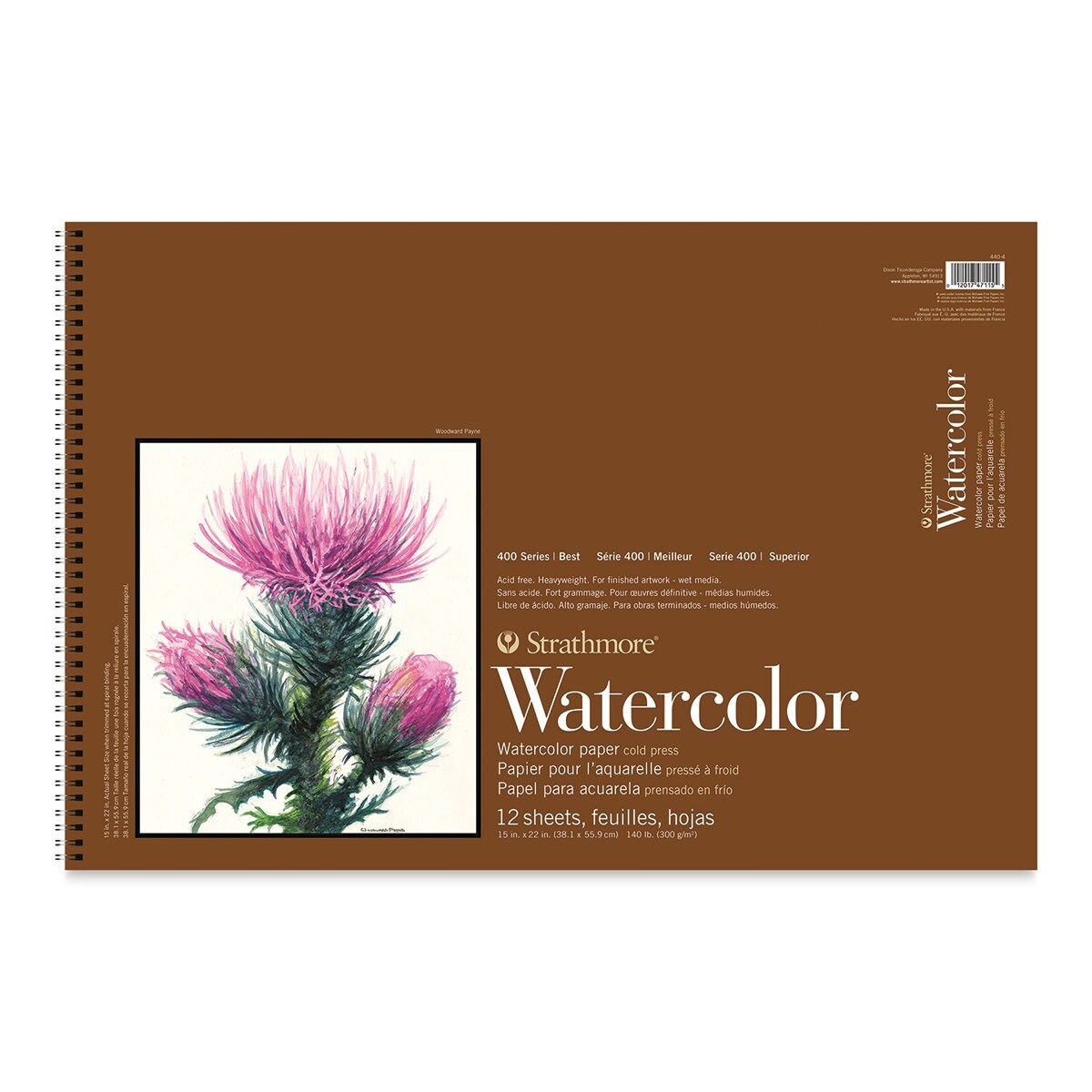 Strathmore 400 Series Watercolor Paper Pad Cold Press 15"X22-Wire Bound Side, 12 Sheets