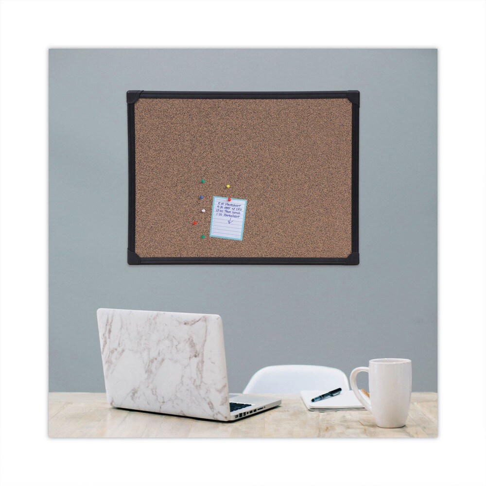 Universal 24 in. x 18 in. Tech Cork Board - Black Frame