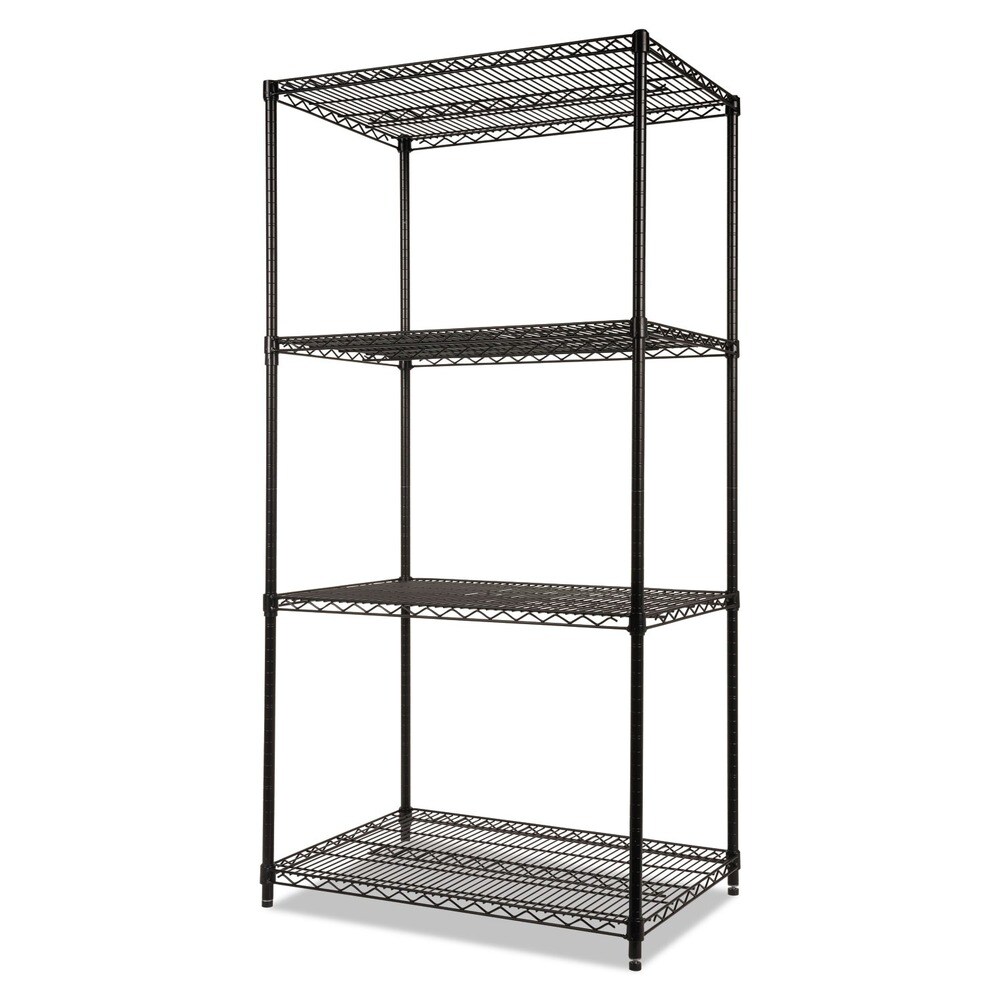 Alera 36 in. x 24 in. x 72 in. NSF Certified Industrial Four-Shelf Wire Shelving Kit - Black