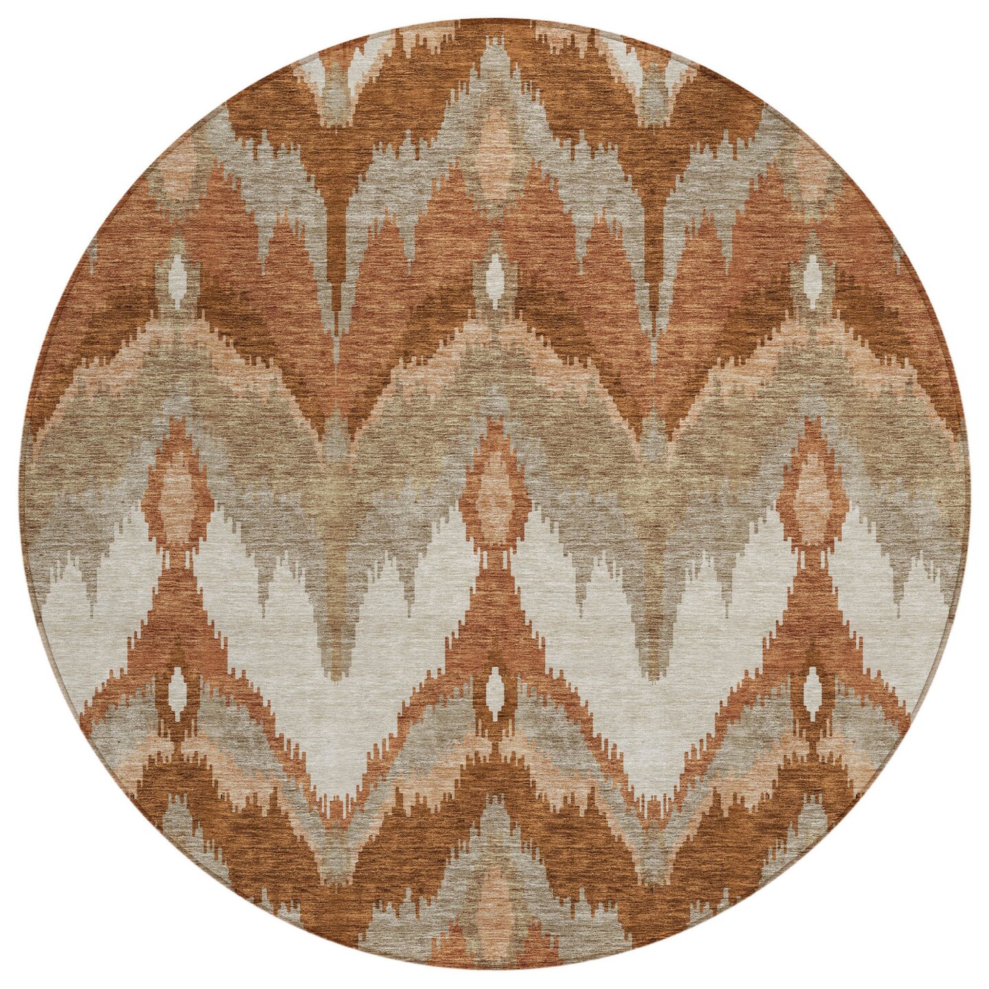 Edge Collections - 8' - Orange - Ikat Pattern Area Rug for Indoor and Outdoor Use - 1 Piece