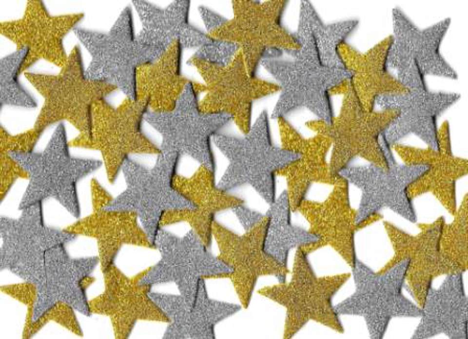 Stars Foam Shapes – 120 Glitter Gold & Silver Foam Stars for Crafts & Decorations, 0.75"