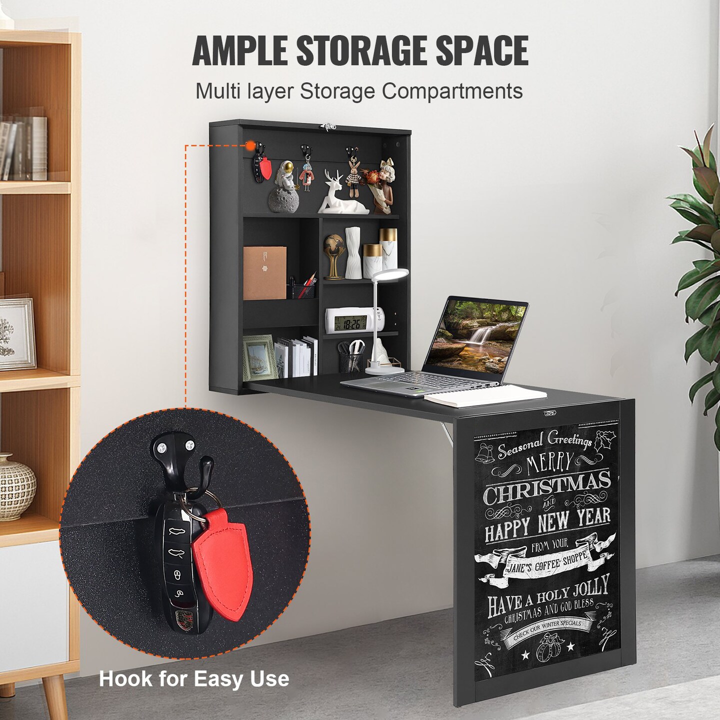 Space-Saving Convertible Wall Desk for Home Office Use