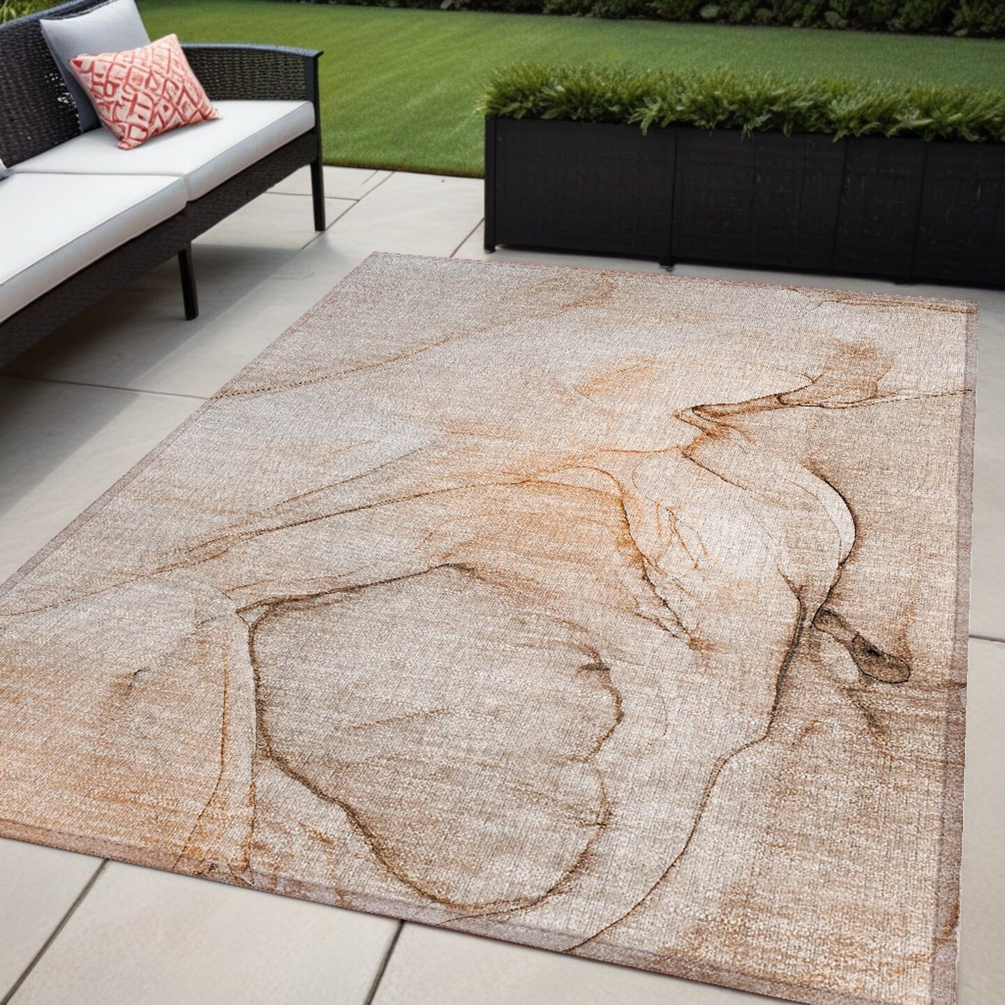 Edge Collections - 5&#x27; x 8&#x27; - Gray - Abstract Washable Area Rug for Indoor and Outdoor Use - 1 Piece