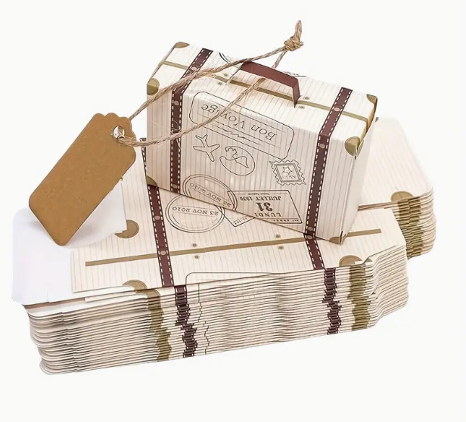 Mini Suitcase Favor Boxes 25-Pack | Clear Plastic Gift Boxes for Crafts, Parties & Classroom Projects