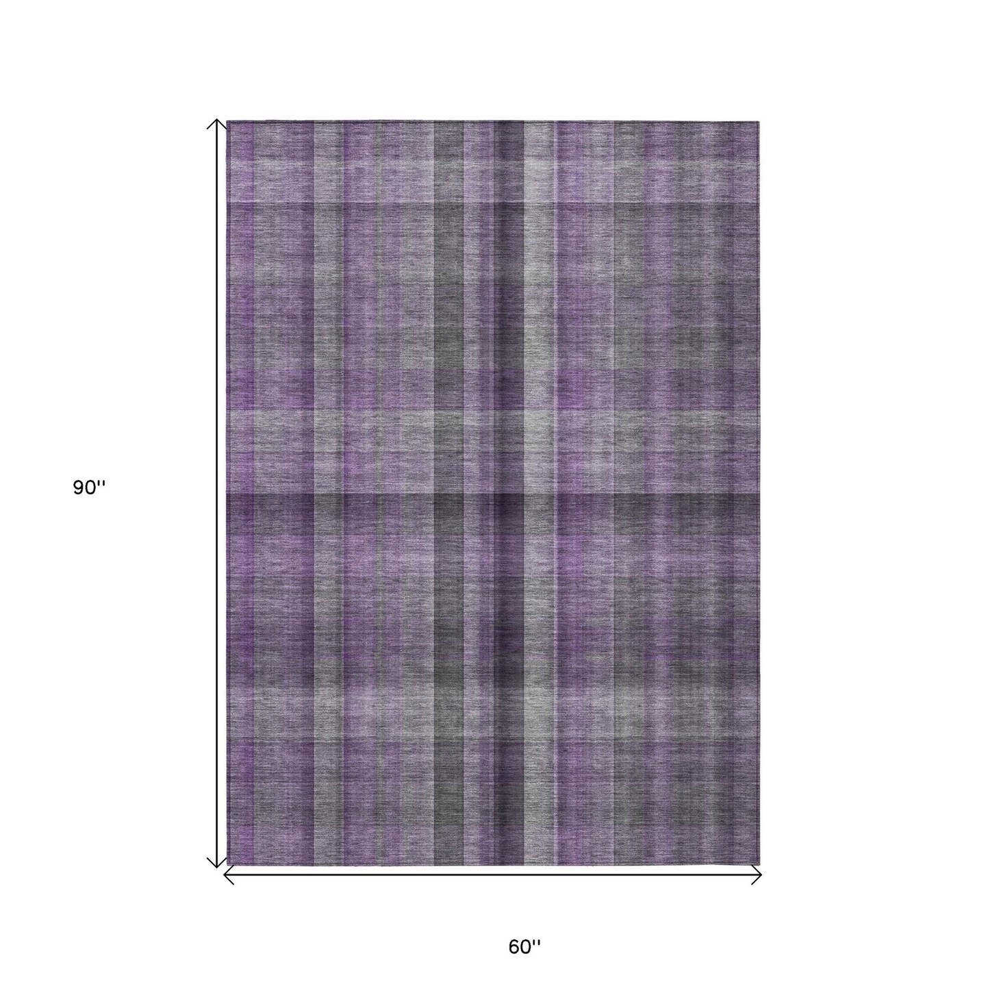 Edge Collections - 5' x 8' - Purple - Non-Skid Washable Plaid Area Rug for Indoor and Outdoor Use - 1 Piece