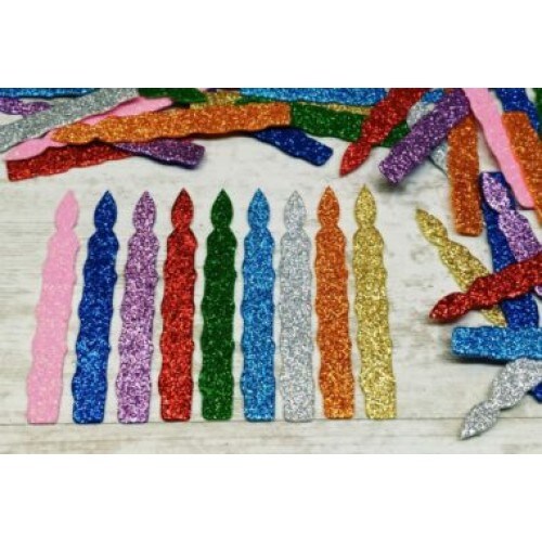 Foam Sparkly Candles, 3.5" x 0.5" – Glitter Foam Candle Shapes for Crafts, Classroom Projects & Holiday Decorations - 100 Pieces
