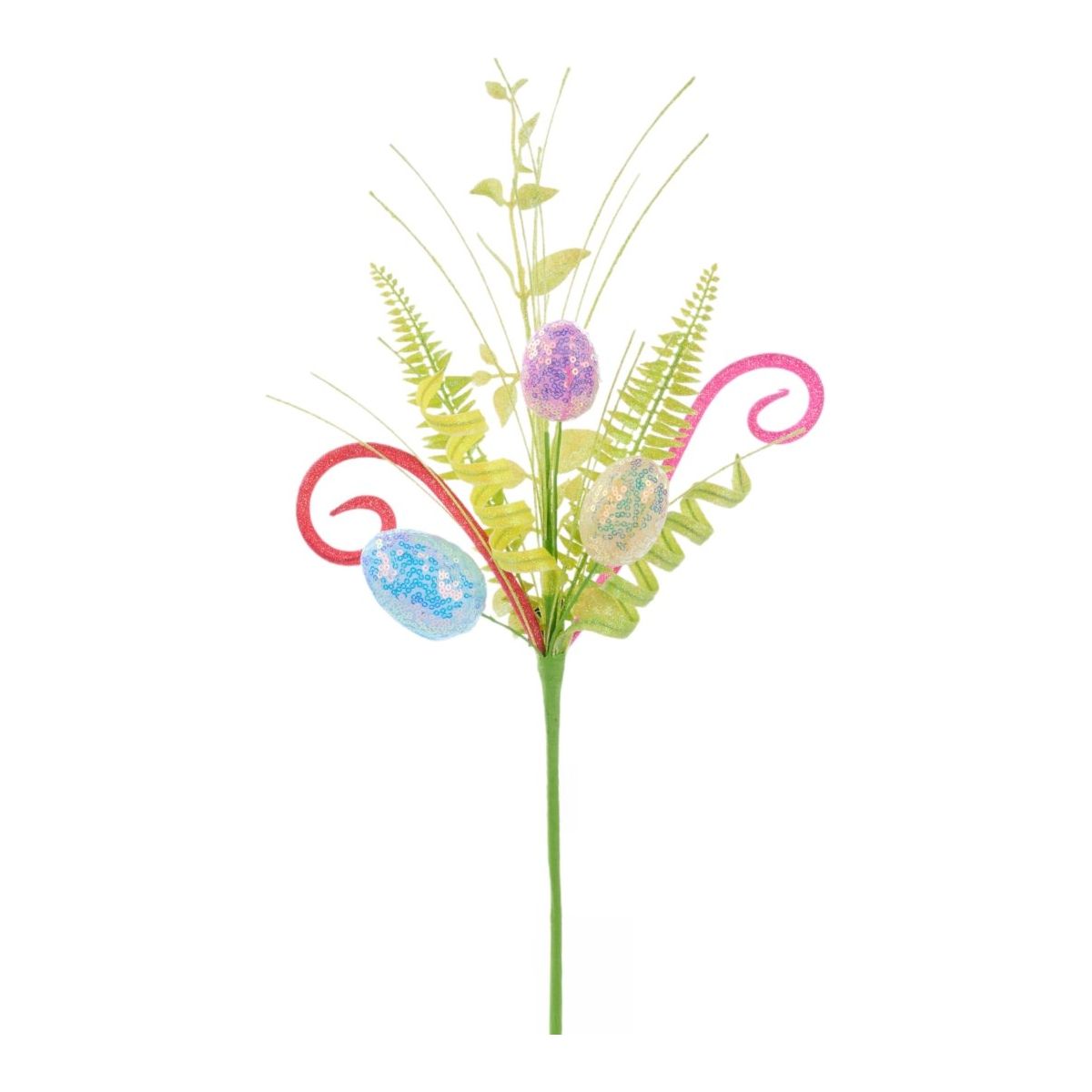 18&#x22; Iridescent Egg, Fern, Leaf, Coil, Grass Pick