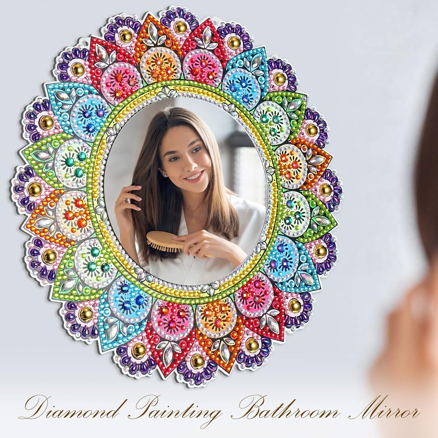 Diamond Painting Mirror Kit – Mandala DIY Diamond Art for Adults, Beginners, Christmas & Birthday Gifts