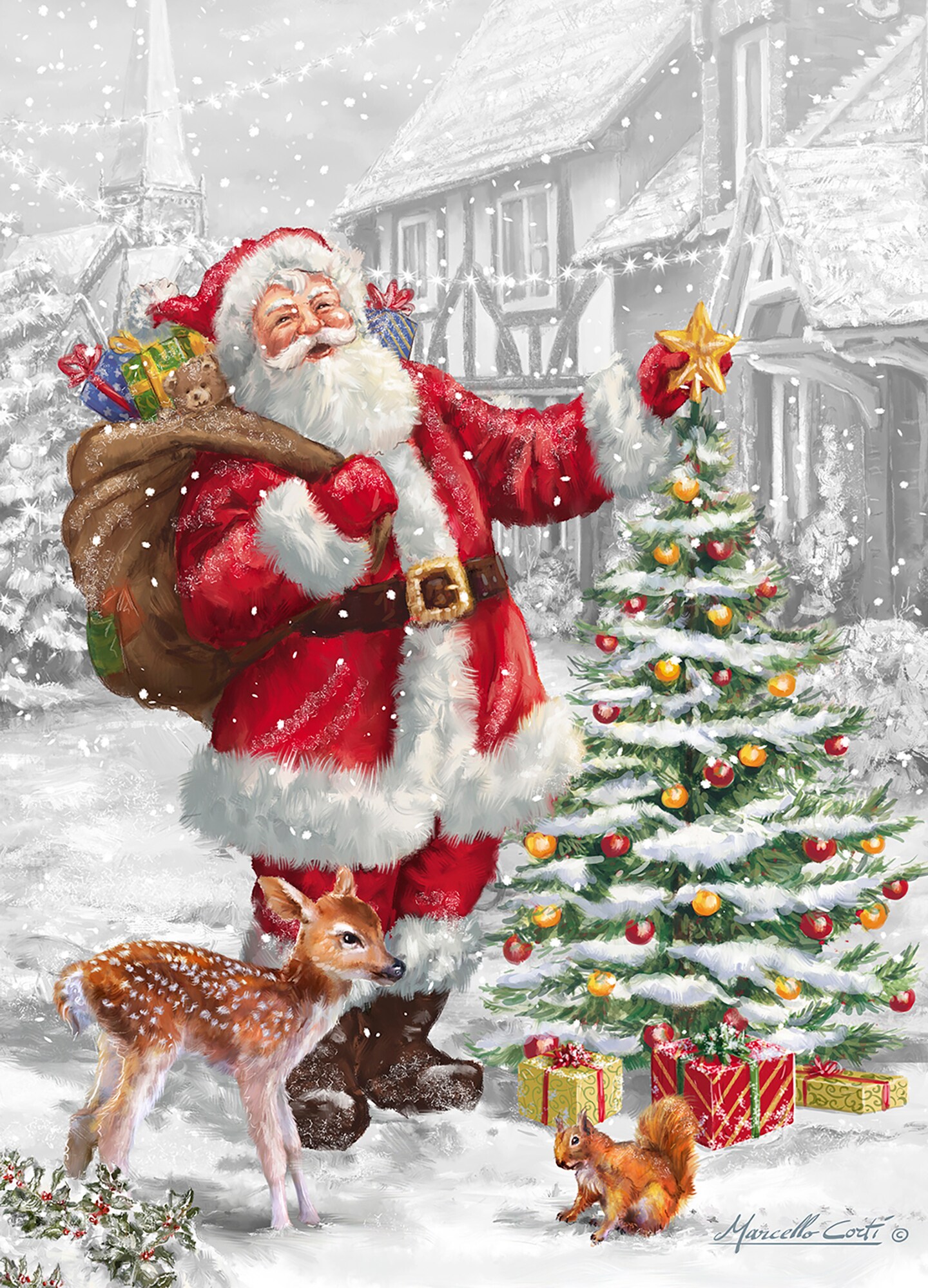 Box of Santa & Friends Christmas Cards - 15 Holiday Cards & 16