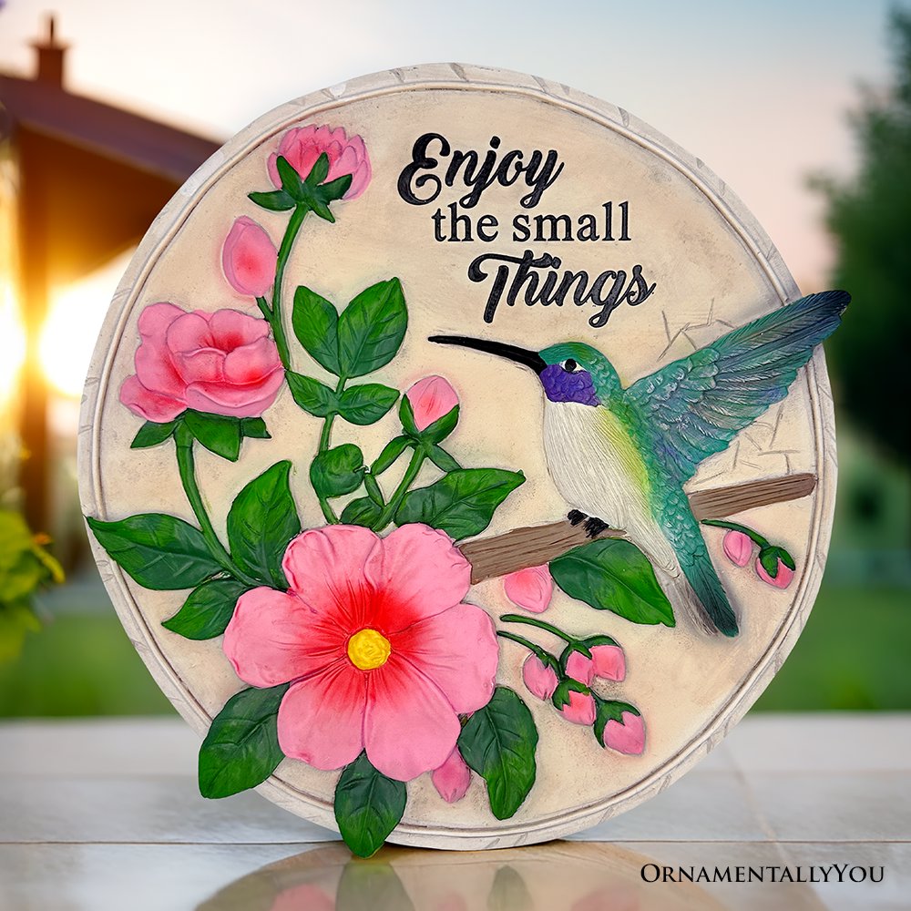 Enjoy the Small Things Hummingbird Stepping Stone, 9.5&#x22; Decorative Garden Appreciation Gift