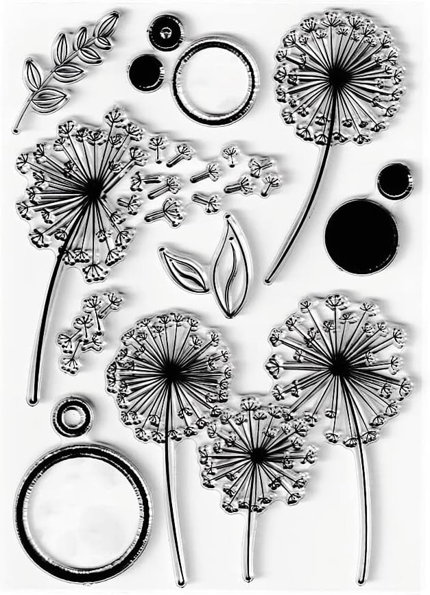 Dandelion Clear Stamps Silicone Stamp Cards with Sentiments,Leaf Transparent Seal Stamps