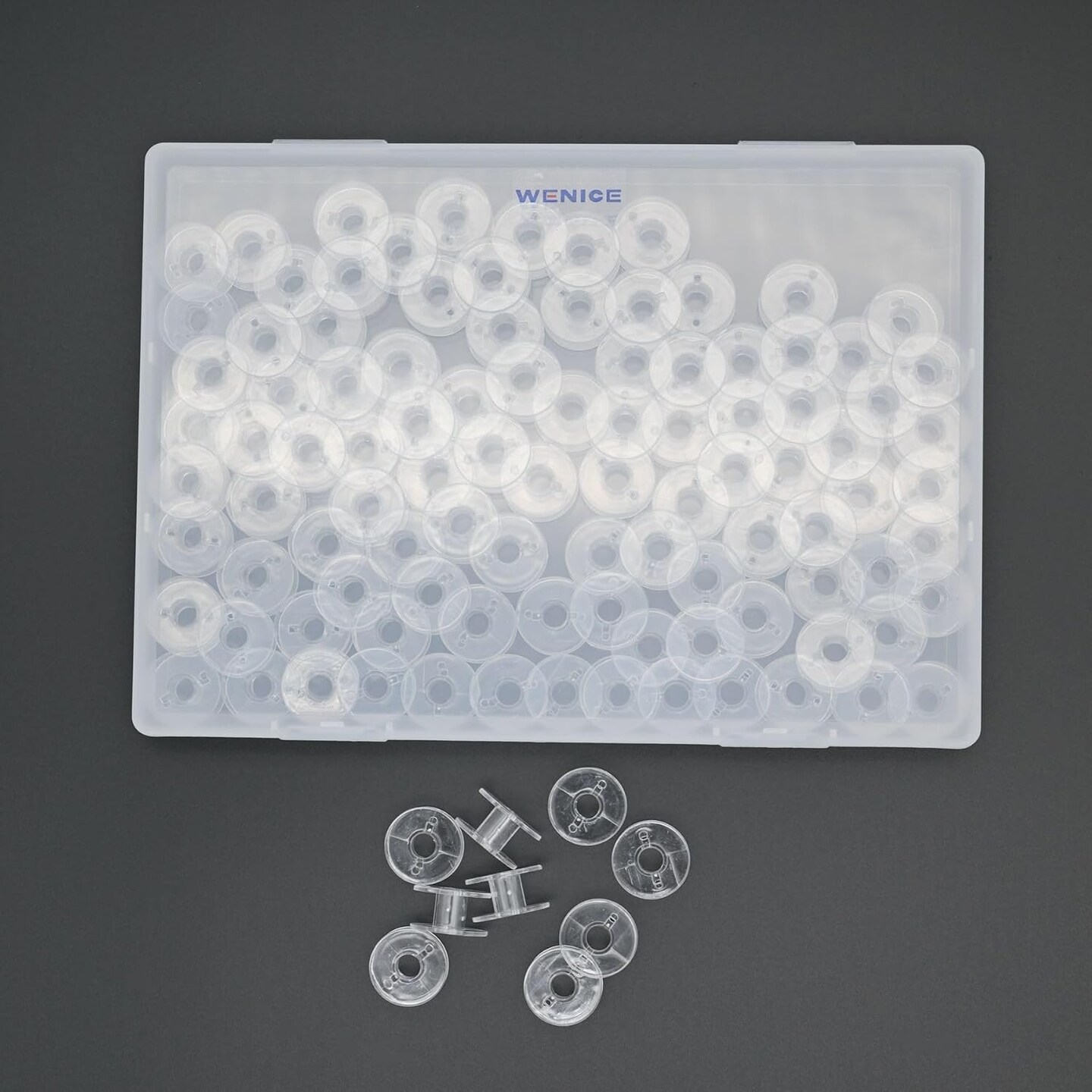 100 Pcs Bobbins for Sewing Machine, Plastic Bobbins,Sa156 Bobbins, Bobbins Class 15, Sewing Accessories, Plastic Bobbin with Case