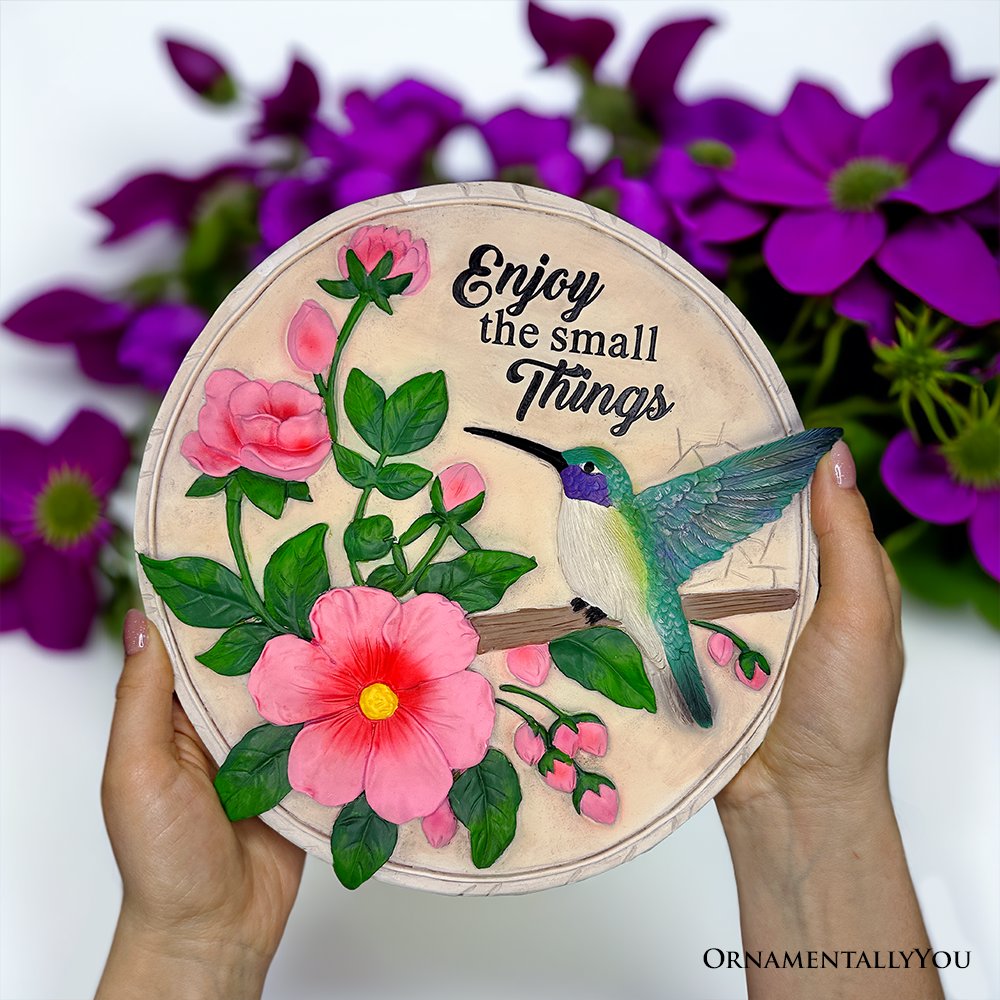 Enjoy the Small Things Hummingbird Stepping Stone, 9.5&#x22; Decorative Garden Appreciation Gift