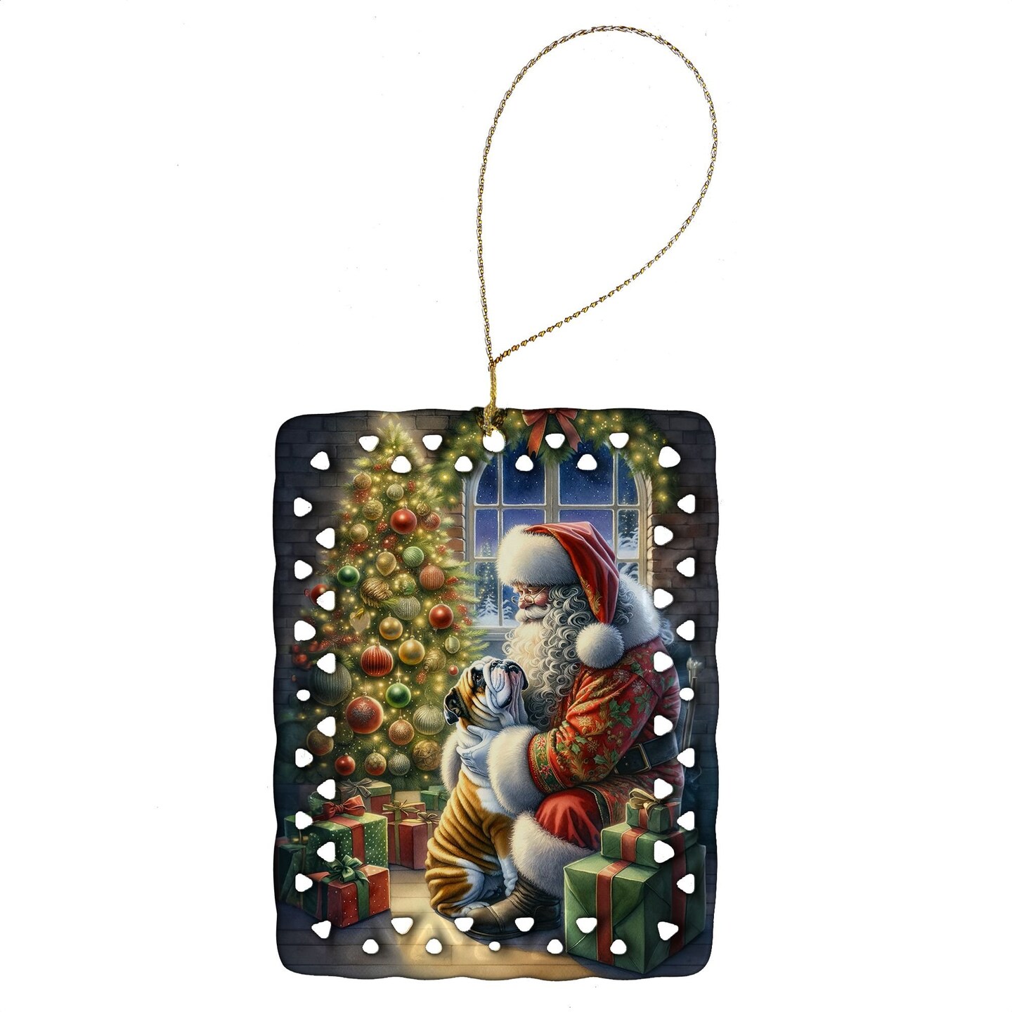 Edge Collections - 2.80" X 0.15" - Multicolor - English Bulldog and Santa Claus - 1 Piece