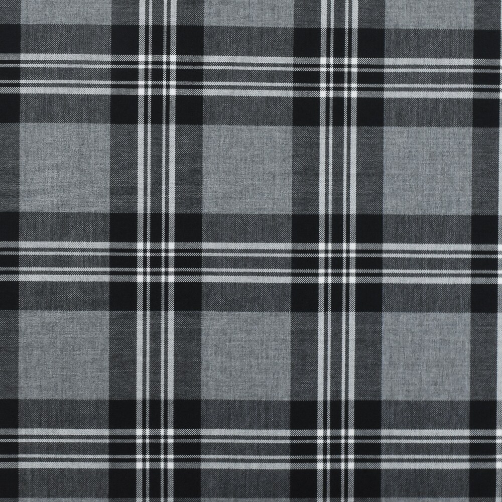 Ash Gray-Black-White Plaid Wool-Poly Woven Suiting Fabric By the Yard