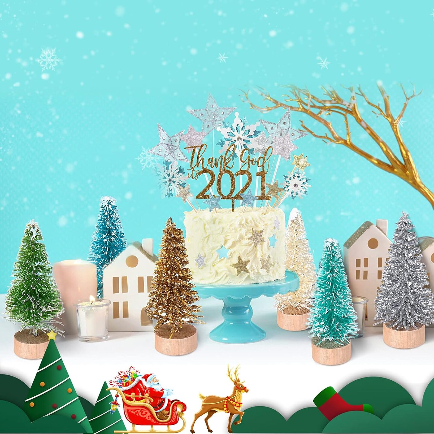 Christmas Winter Snow Tabletop for Crafts Display Decor (Multi-Color)