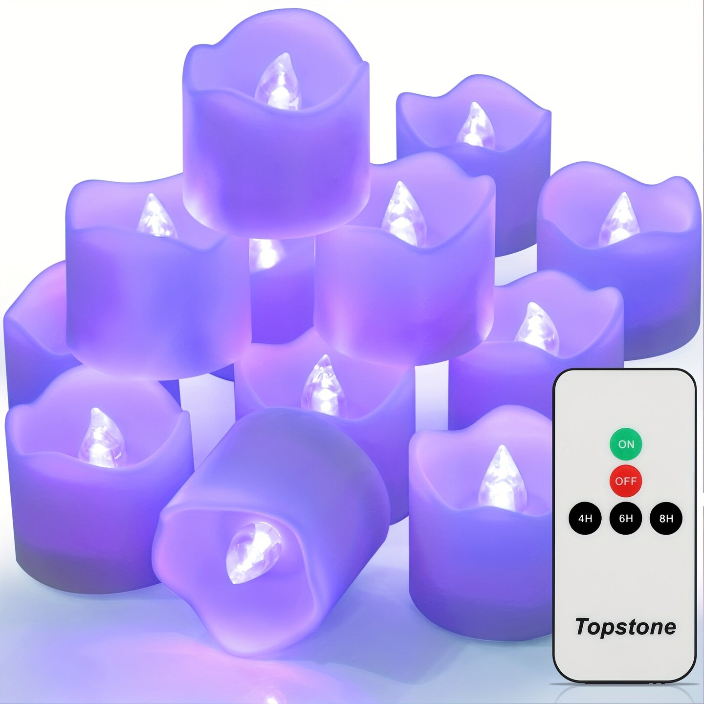 Flameless Candles 12 Pack Remote Controlled LED Tea Light Candles (Purple)