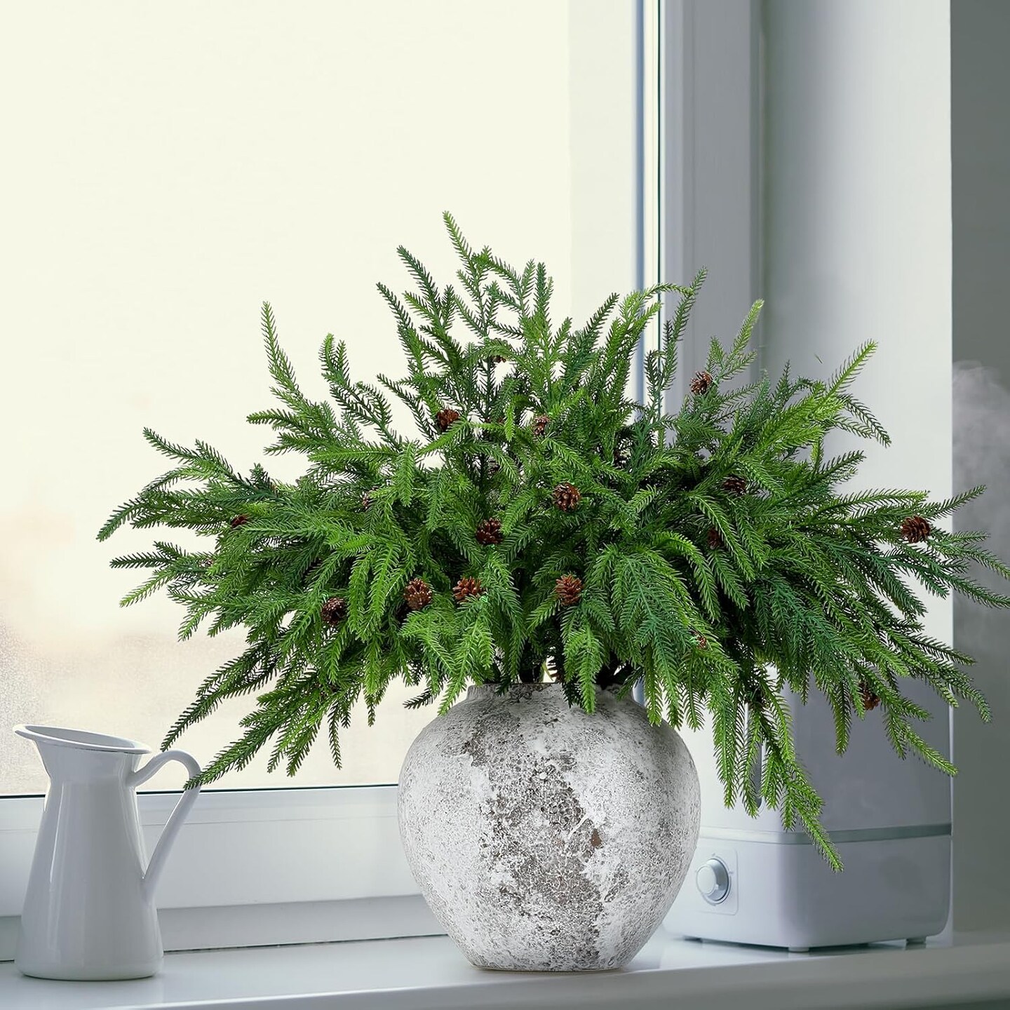 Xmas Norfolk Pine Branches with Pine Cones Norfolk Pine (Green) 15.74"D x 7.87"W x 0.78"H