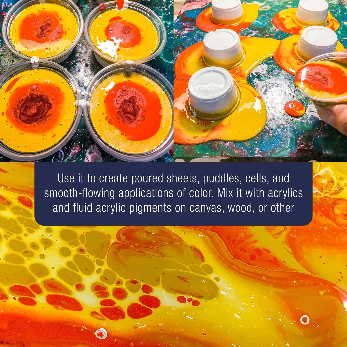 Professional Gloss Pouring Medium 32oz (Quart) - Improves Paint Flow & Cell Effects Creator, Viscosity Adjuster for Art Acrylic Painting