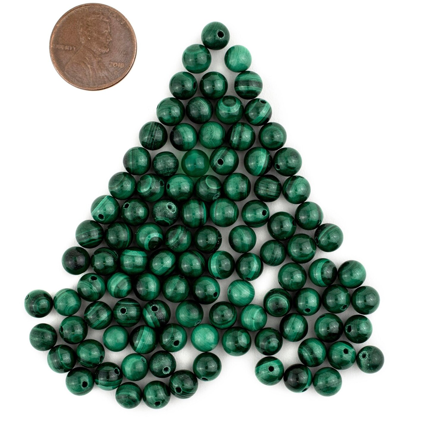 The Bead Chest Round Malachite Beads (6mm, Set of 90)