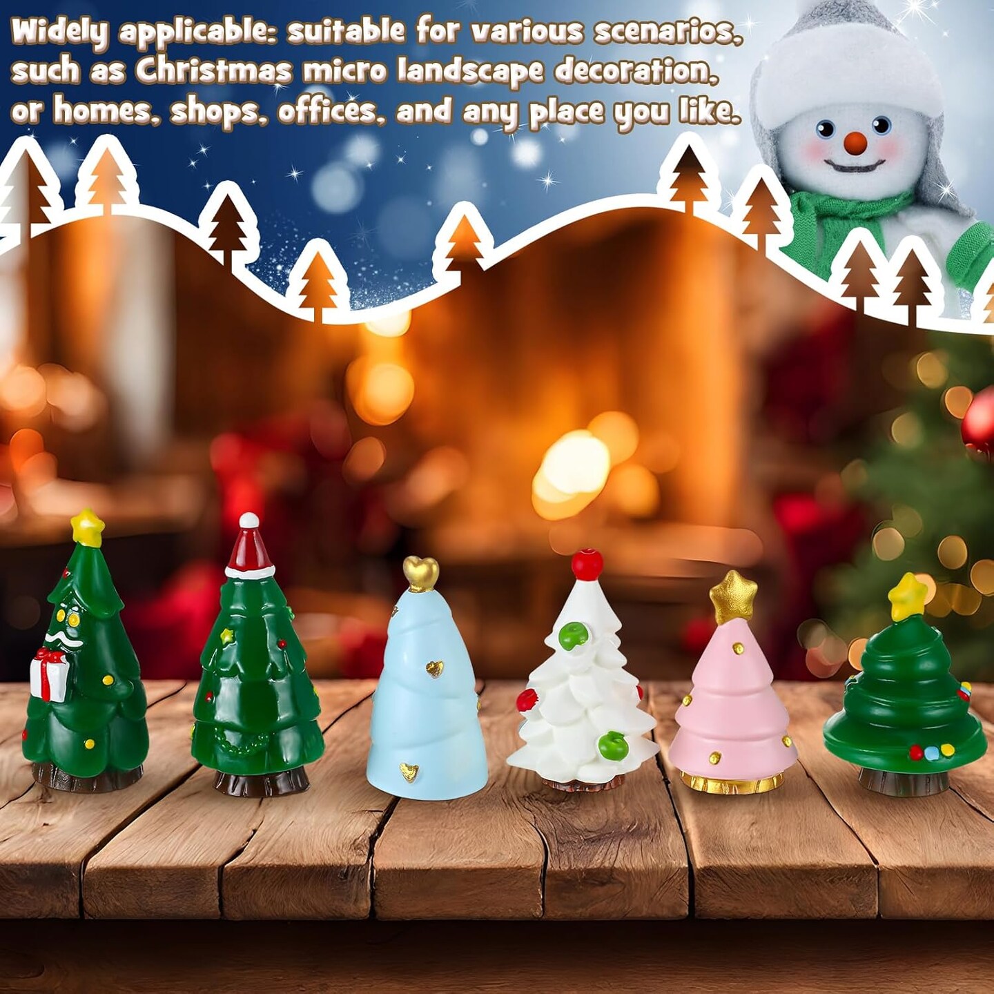 48 Pcs Mini Resin Figurines Miniature Statues Christmas Tree (Multicolor) 11.81 x 7.87 x 1.77 inches