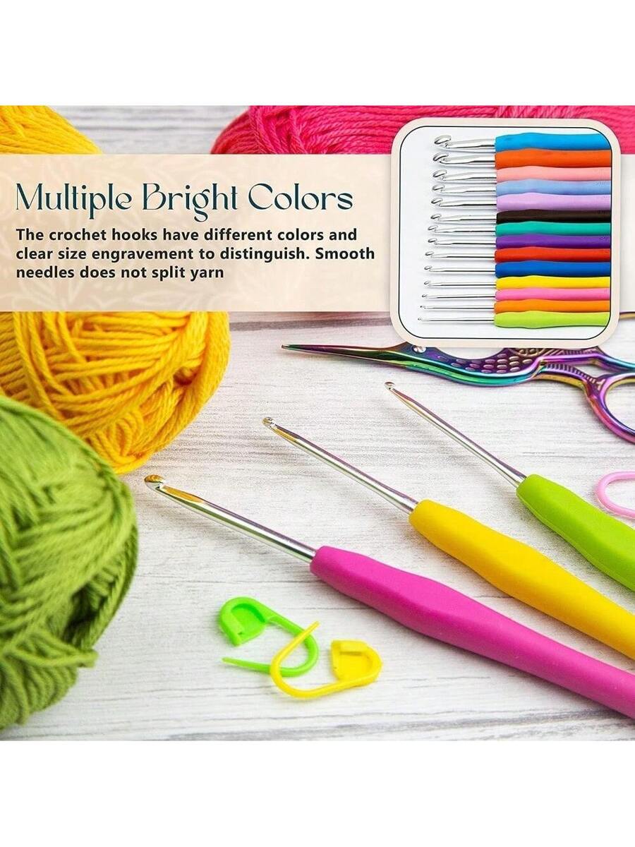 40-Piece Crochet Kit with 11 Color Soft Yarn, Stitch Markers, Hooks, and Storage Bag