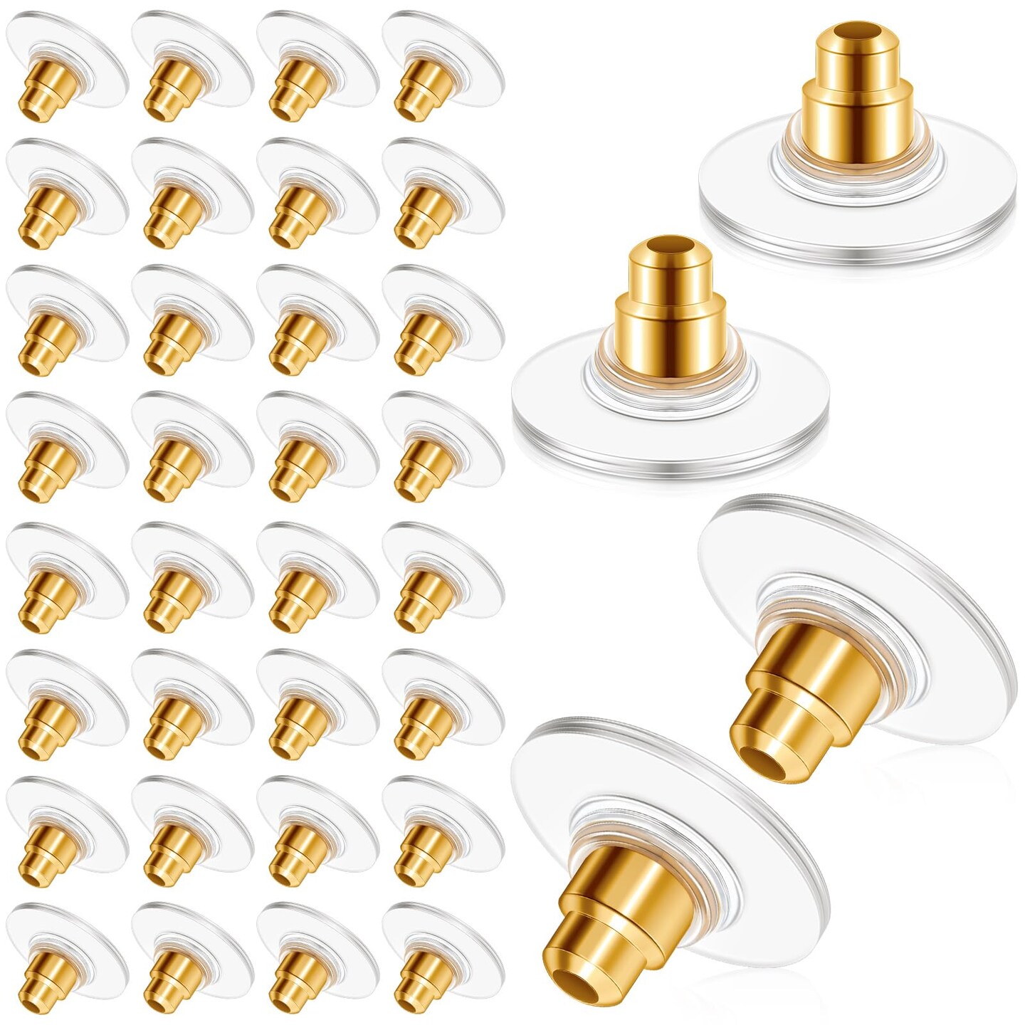 200 Pcs Earring Backs for Droopy Ears Backs Replacements Earring Backs for Heavy Bullet Clutch(Gold)