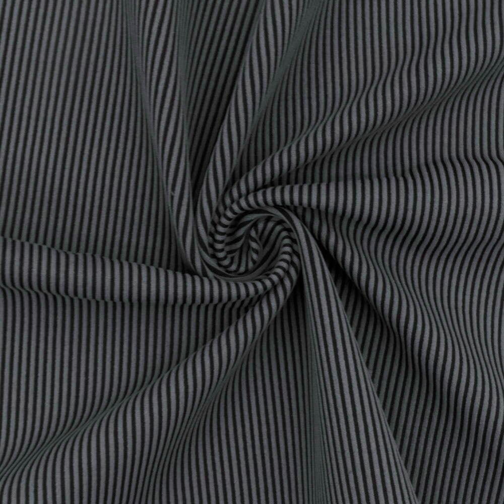 Gray-Black Famous Maker Stripe Jacquard Stretch Double Knit yoga Fabric By the Yard