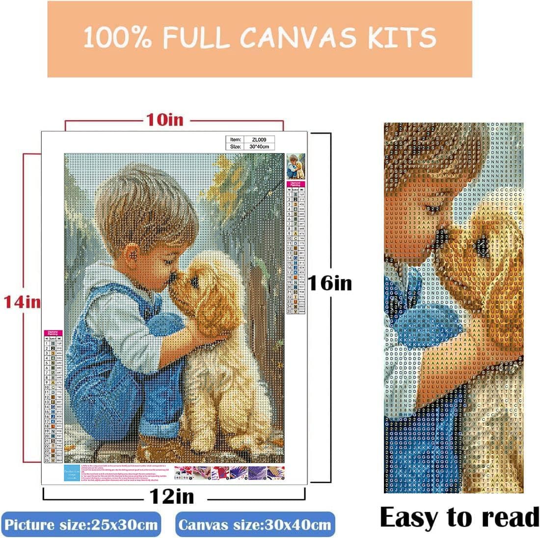 Dog Diamond Paintings Kits for Adults, Diamond Art with Dogs Full Drill Diamond Dots Paint with Diamonds Gem Arts and Crafts for Beginner Adults Home Wall Decor