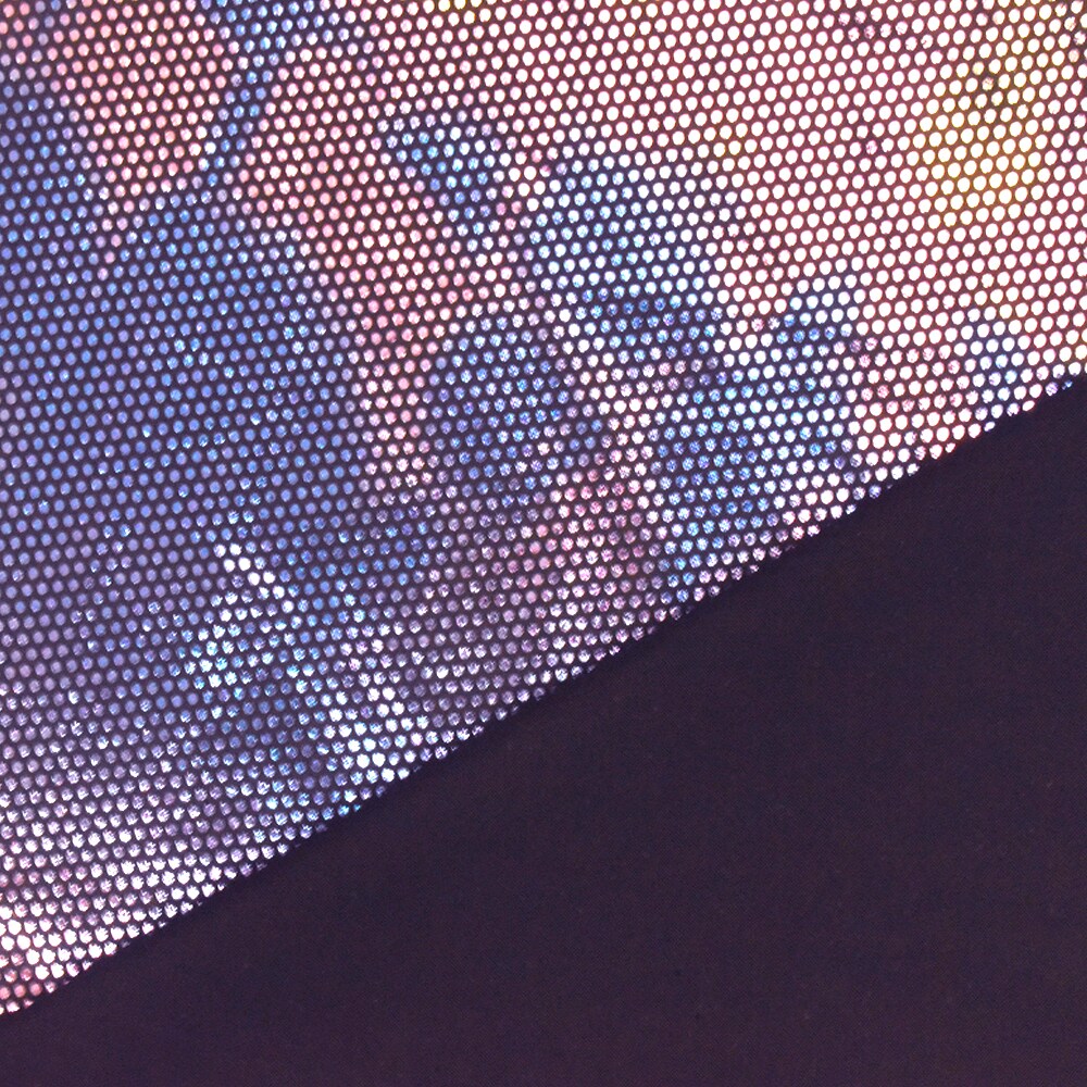 Purple-Multi Hologram Micro Dot Foil Printed Stretch Activewear Fabric By the Yard