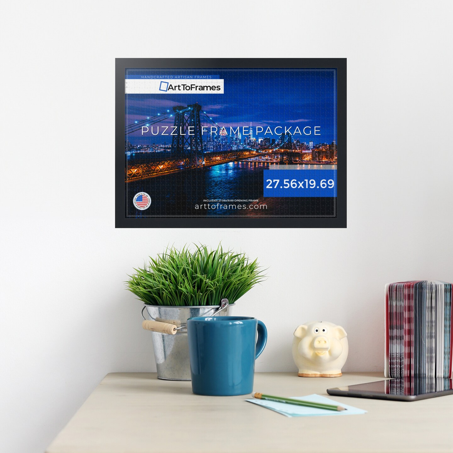 ArtToFrames 27.56x19.69 INCH / 70x50 CM Puzzle Frame for 1000 piece Puzzles.This 1.25 Inch Custom MDF Frame for Puzzles Comes with Economy Acrylic, Available in Multiple Colors