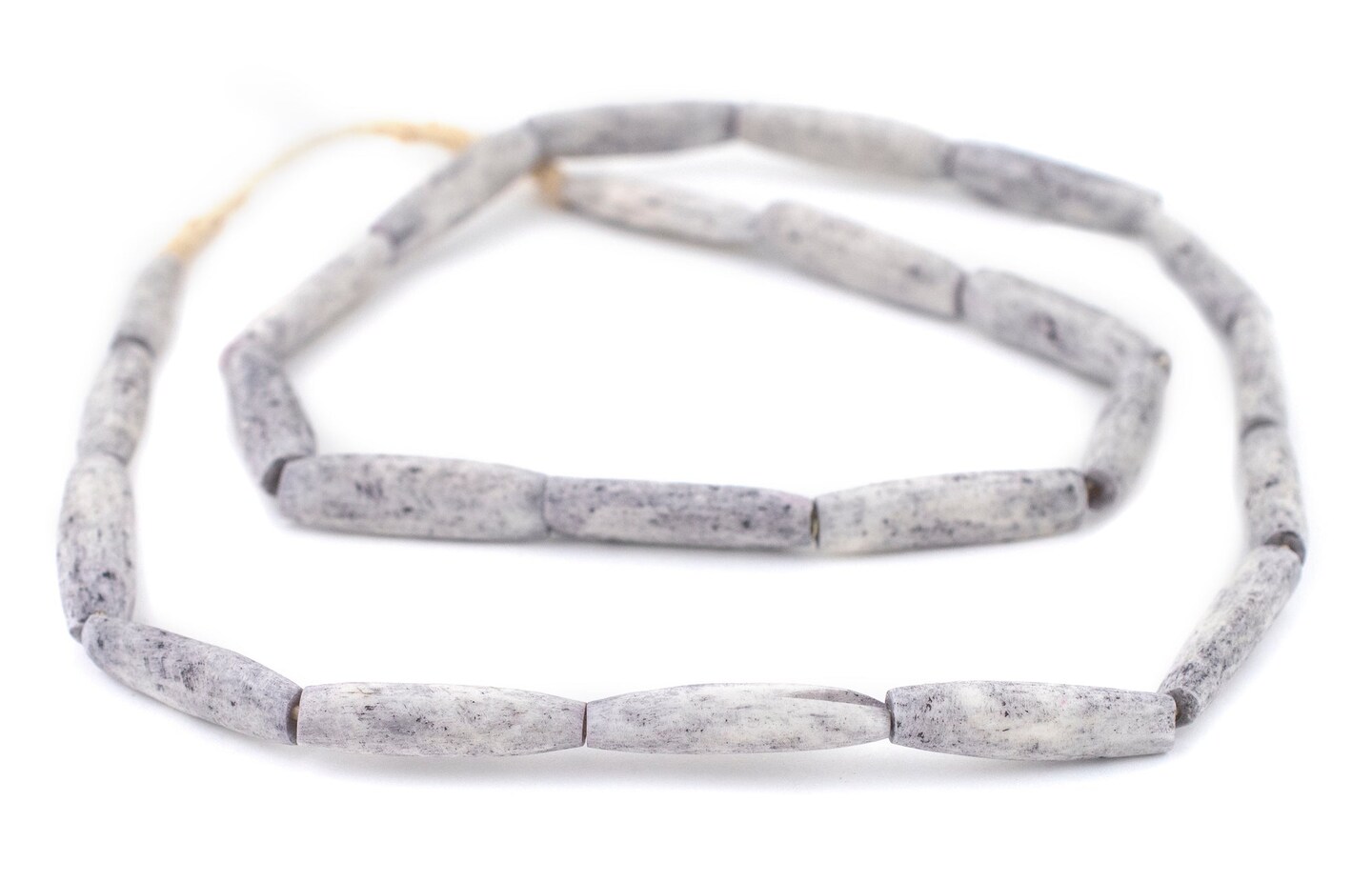 The Bead Chest Washed Grey Bone Beads - Full Strand of Fair Trade African Beads (Tube, Washed Grey)