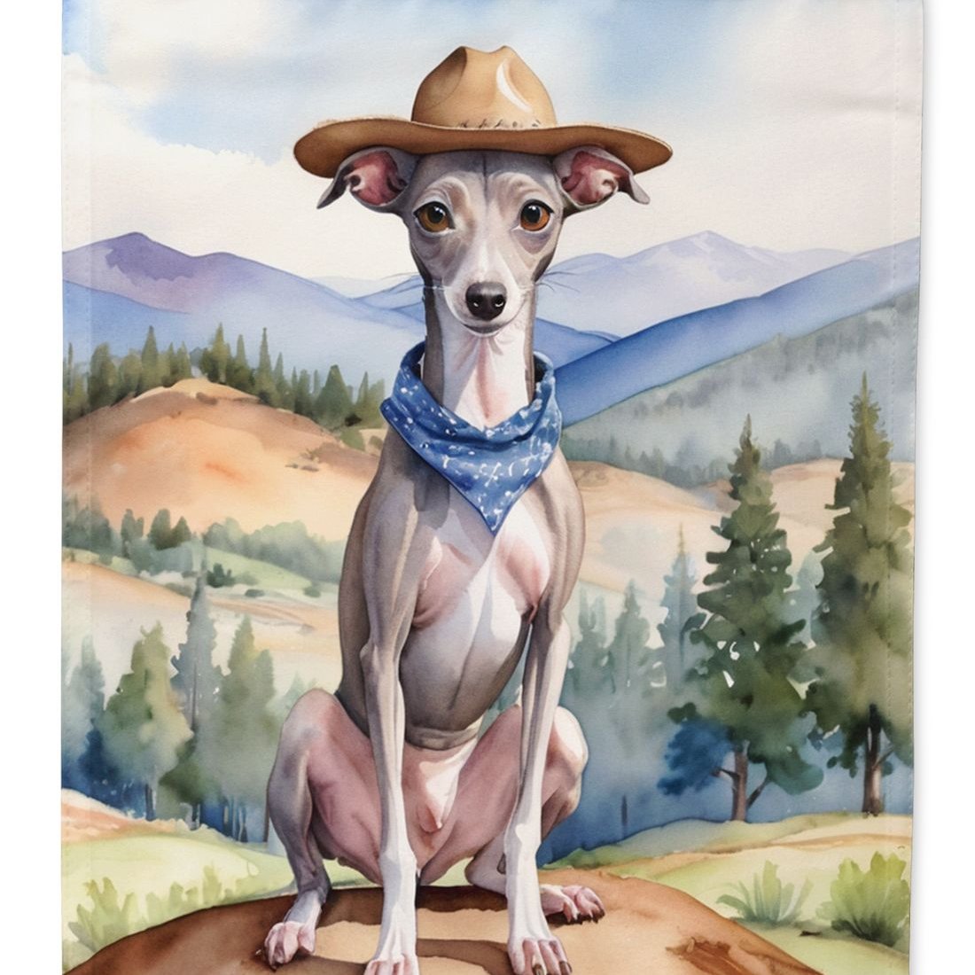 Edge Collections - 11.25" X 15.50" - Multicolor - Italian Greyhound Cowboy Welcome Decorative - 1 Piece
