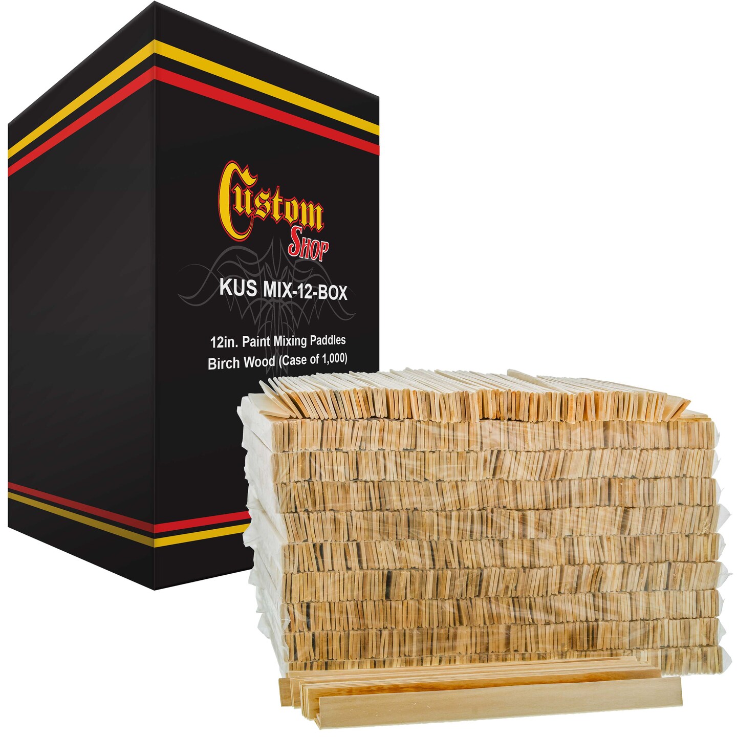 Craft and Paint Sticks - 12&#x22; Inch Premium Grade Wood Stirrers / Paddles - Use For Wood Crafts - Paddle To Mix Epoxy Resin Paint - Case of 1000 Sticks