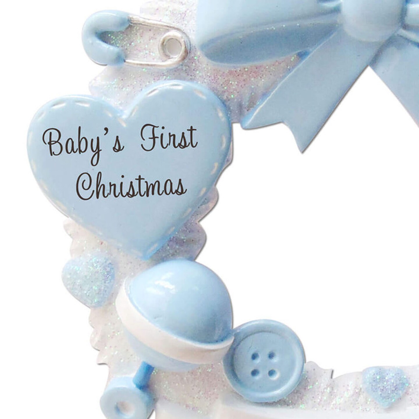 3&#x22; Baby Boy Wreath Customizable Ornament Personalized First Christmas Keepsake