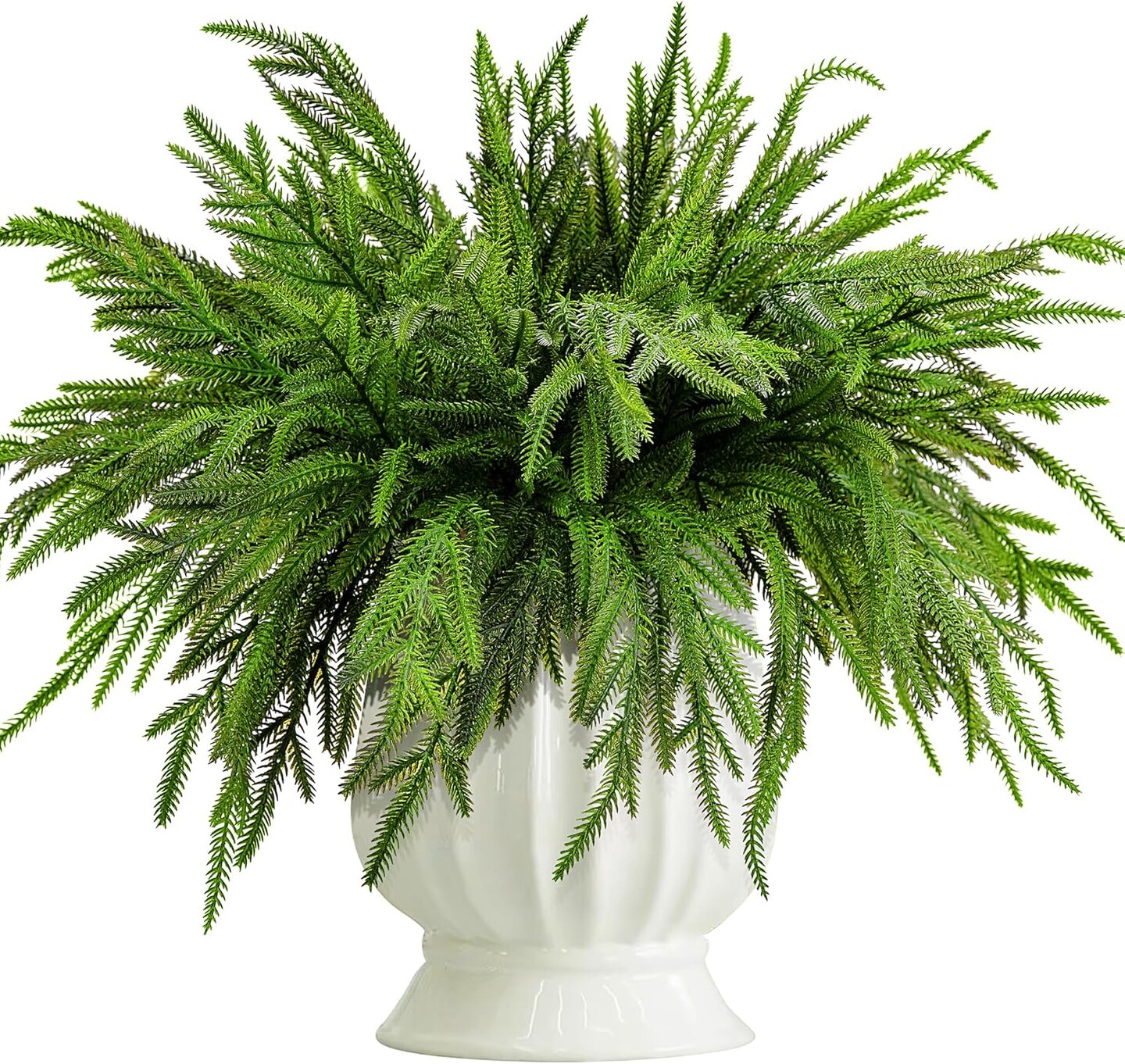 12Pcs Norfolk Pine Stems Realistic Lifelike Christmas (Green) 1"D x 1"W x 1"H