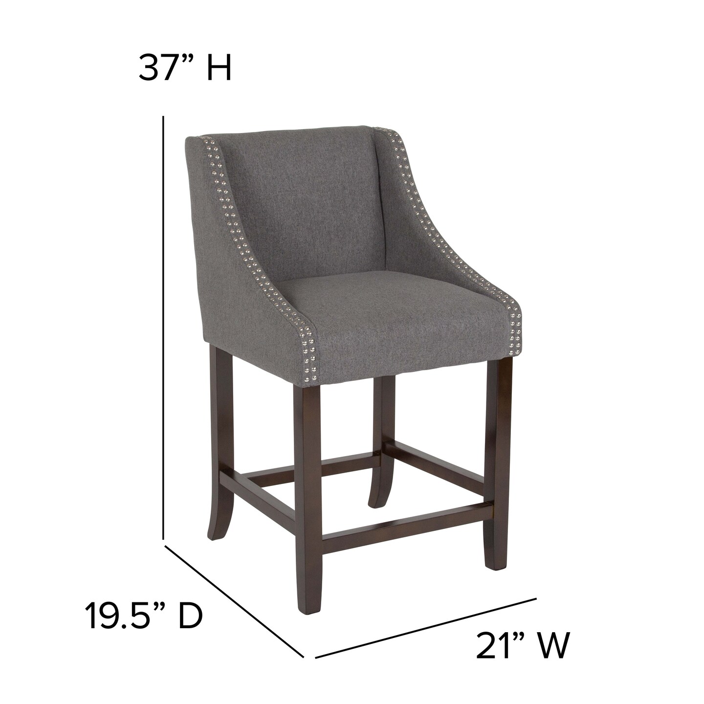 Merrick Lane Taylorsville 24 Inch Counter Height Stool with Nailhead Trim